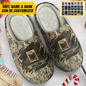 PERSONALIZED UK VETERAN/SOLDIER RANK PRINTED FLEECE SLIPPER 22NOV-DT12