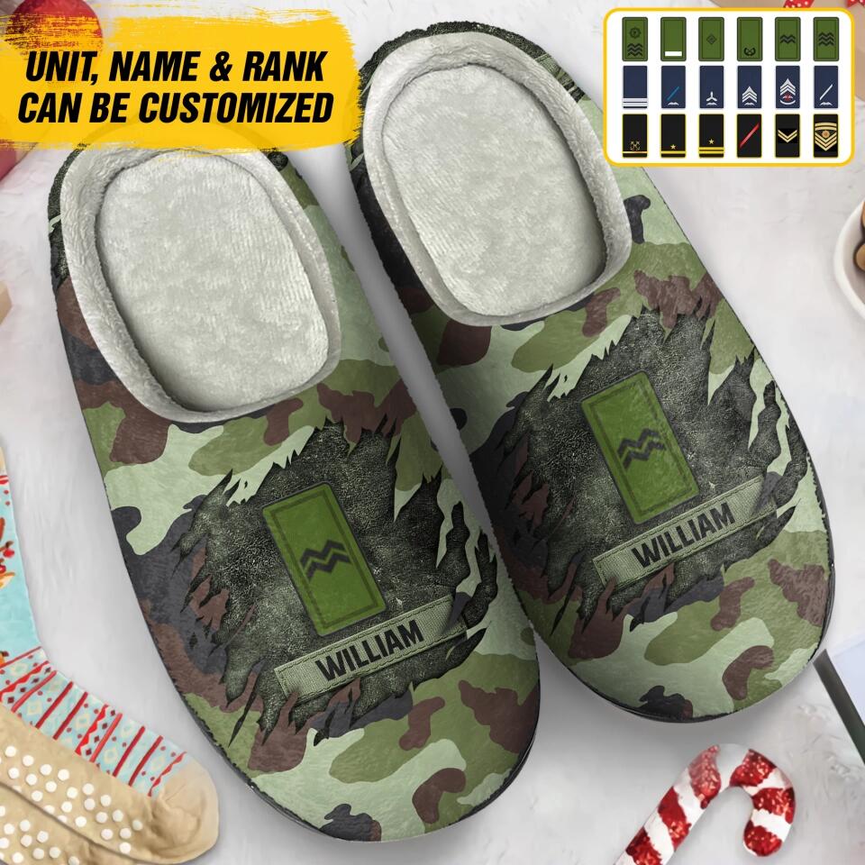 PERSONALIZED IRISH VETERAN/SOLDIER RANK PRINTED FLEECE SLIPPER 22NOV-DT12