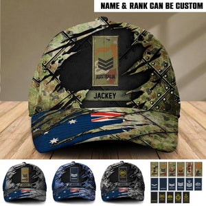 Personalized Australian Veteran/ Solider Flag Rank Peaked Cap 3D Printed 22NOV-HQ14