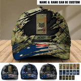 Personalized Australian Veteran/ Solider Flag Rank Peaked Cap 3D Printed 22NOV-HQ14