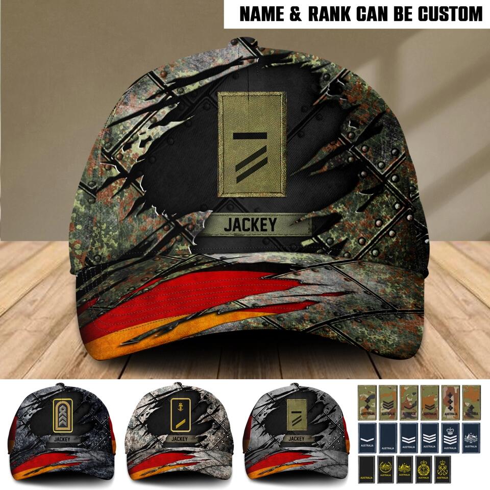 Personalized German Veteran/ Solider Flag Rank Peaked Cap 3D Printed 22NOV-HQ14