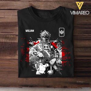 Personalized Canadian Solider/ Veteran Rank Flag Tshirt Printed 22NOV-DT14
