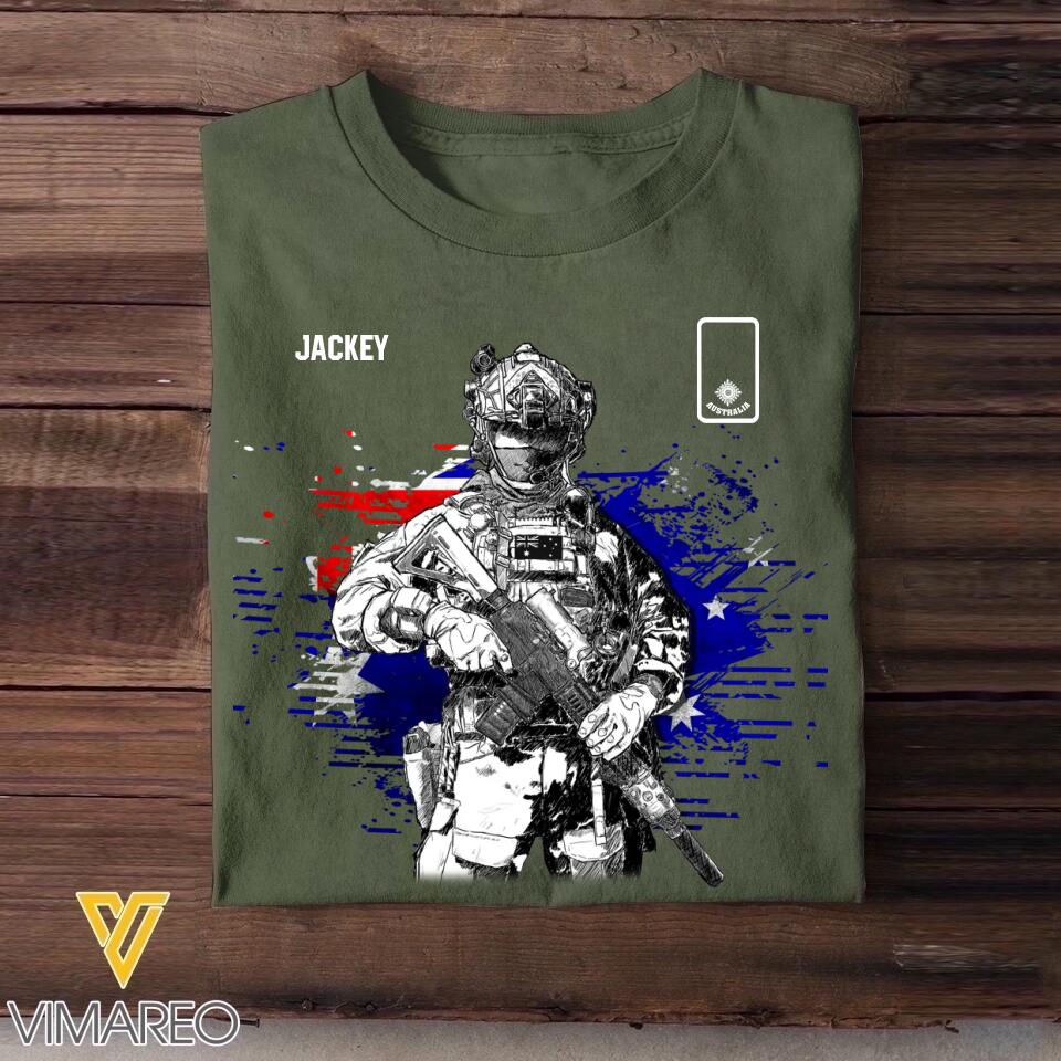 Personalized Australian Solider/ Veteran Rank Flag Tshirt Printed 22NOV-DT14