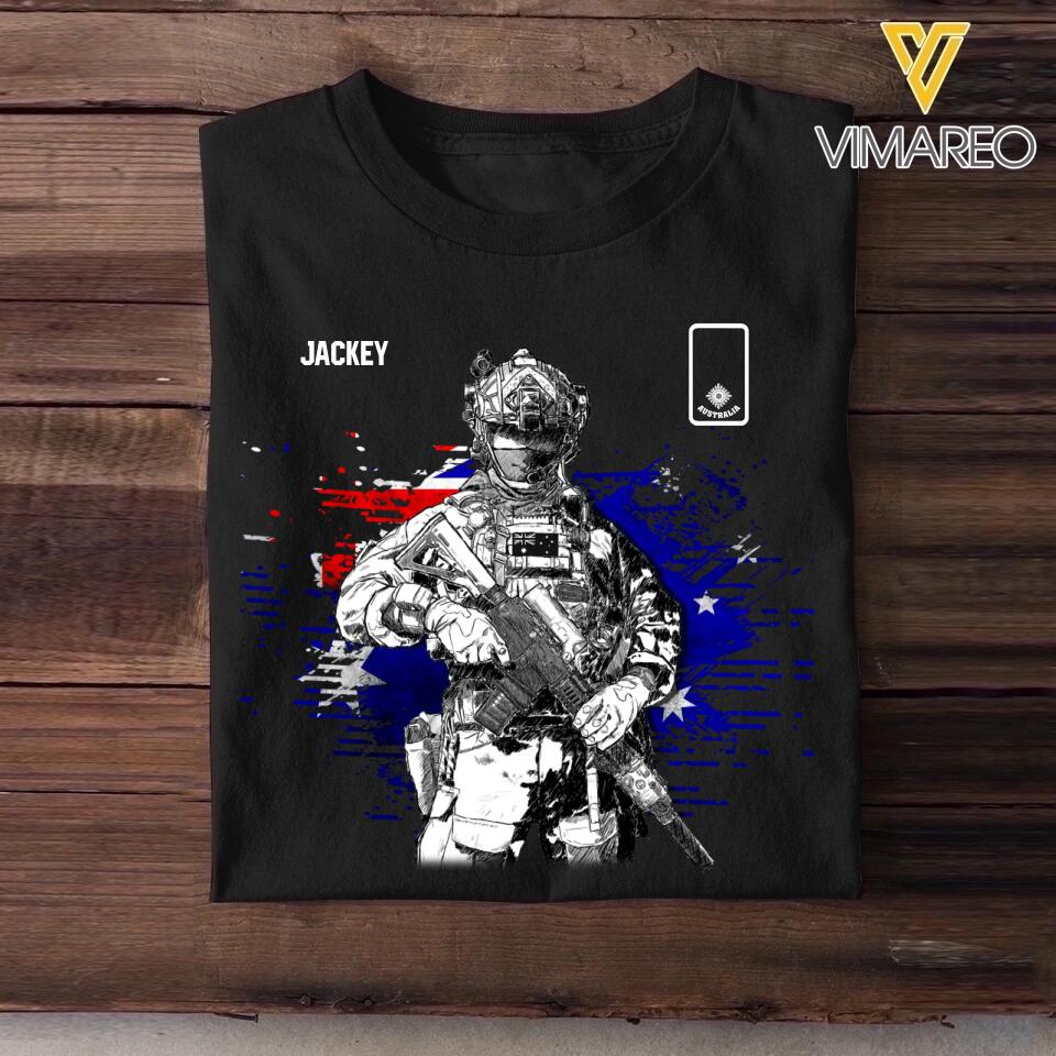 Personalized Australian Solider/ Veteran Rank Flag Tshirt Printed 22NOV-DT14