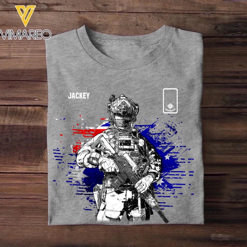 Personalized Australian Solider/ Veteran Rank Flag Tshirt Printed 22NOV-DT14