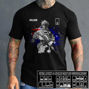 Personalized Australian Solider/ Veteran Rank Flag Tshirt Printed 22NOV-DT14