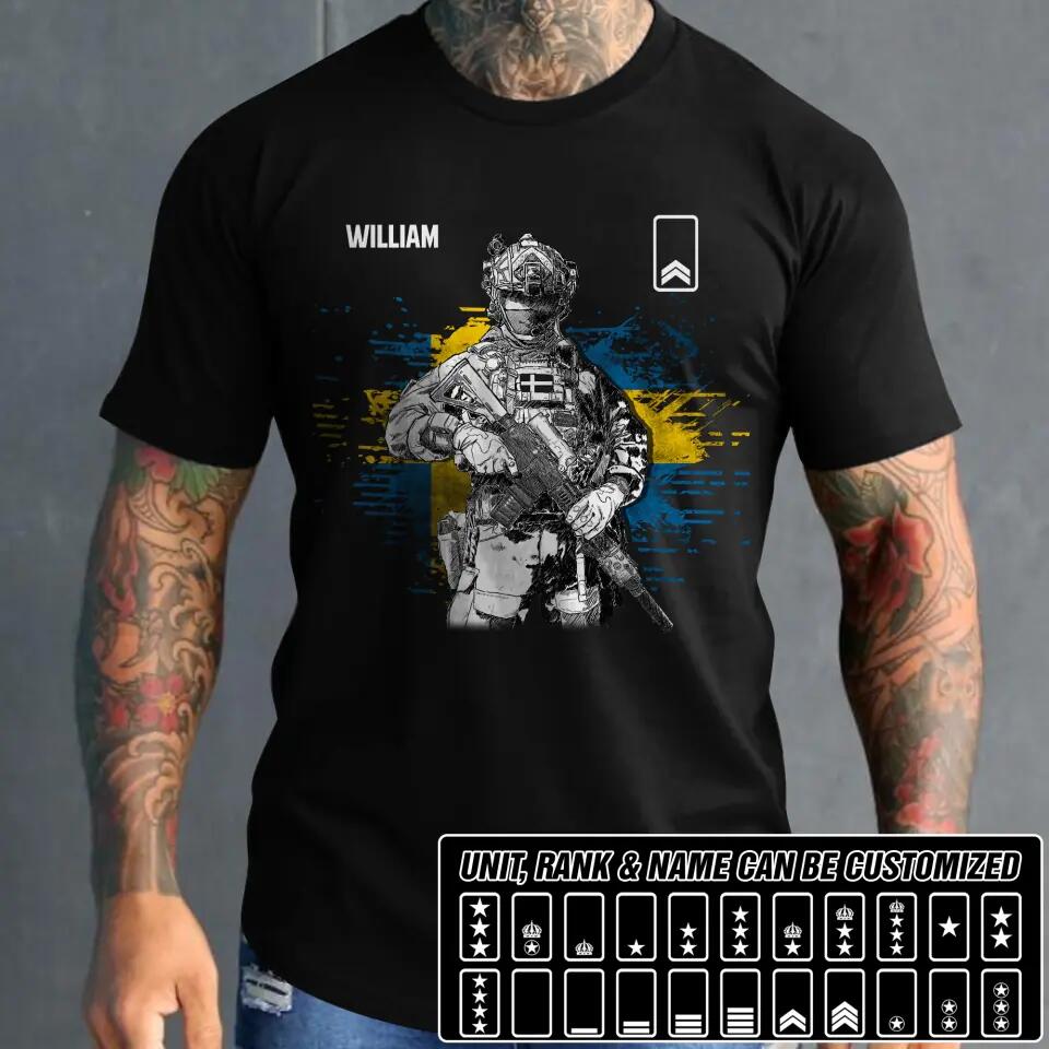 Personalized Sweden Solider/ Veteran Rank Flag Tshirt Printed 22NOV-DT14