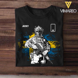 Personalized Sweden Solider/ Veteran Rank Flag Tshirt Printed 22NOV-DT14