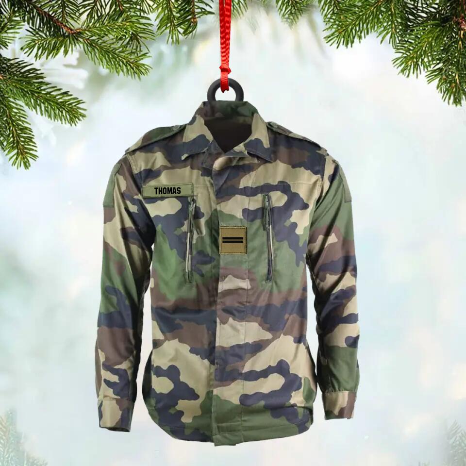 Personalized France Solider/ Veteran Uniform Camo Rank Wood Ornament Printed 22NOV-HY15