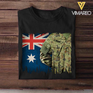 Personalized Australian Solider/ Veteran Rank Uniform Flag Tshirt Printed 22NOV-HQ14