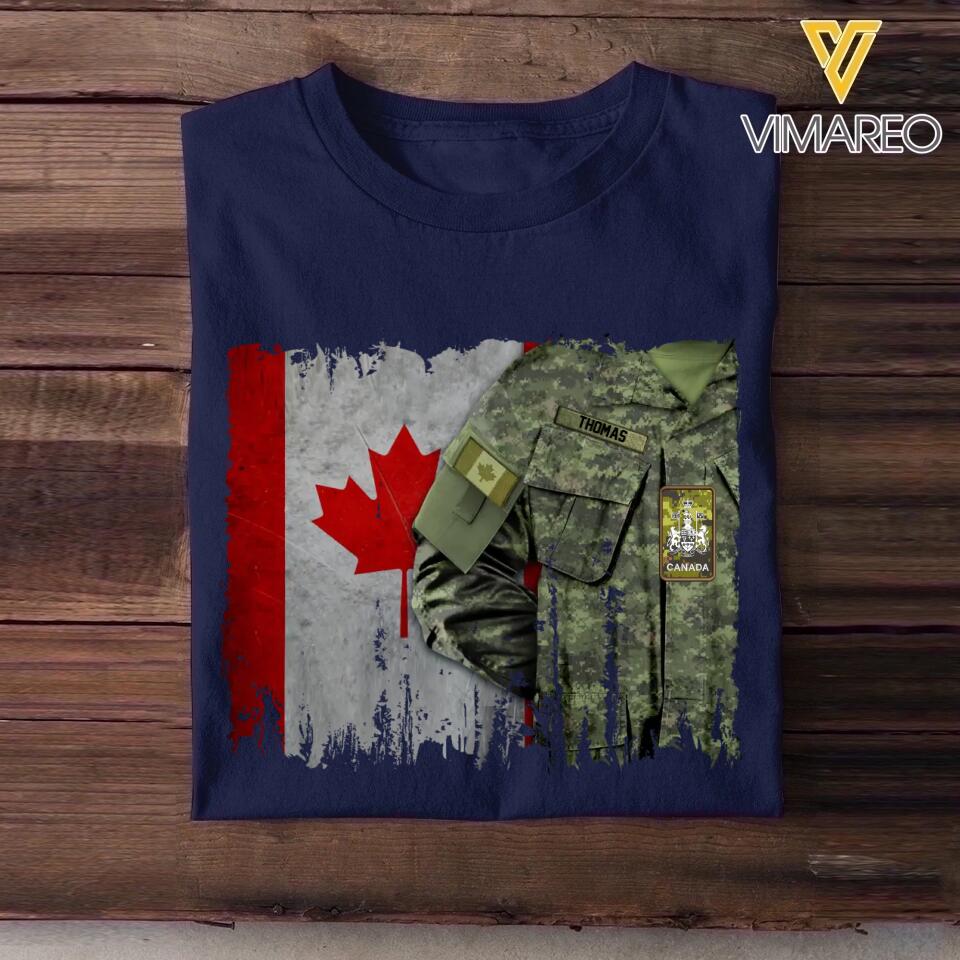 Personalized Canadian Solider/ Veteran Rank Uniform Flag Tshirt Printed 22NOV-HQ14