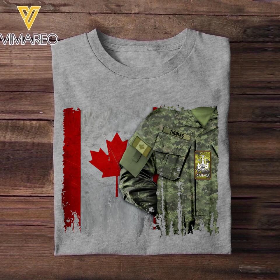 Personalized Canadian Solider/ Veteran Rank Uniform Flag Tshirt Printed 22NOV-HQ14