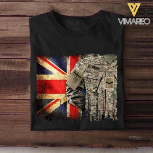 Personalized UK Solider/ Veteran Rank Uniform Flag Tshirt Printed 22NOV-HQ14