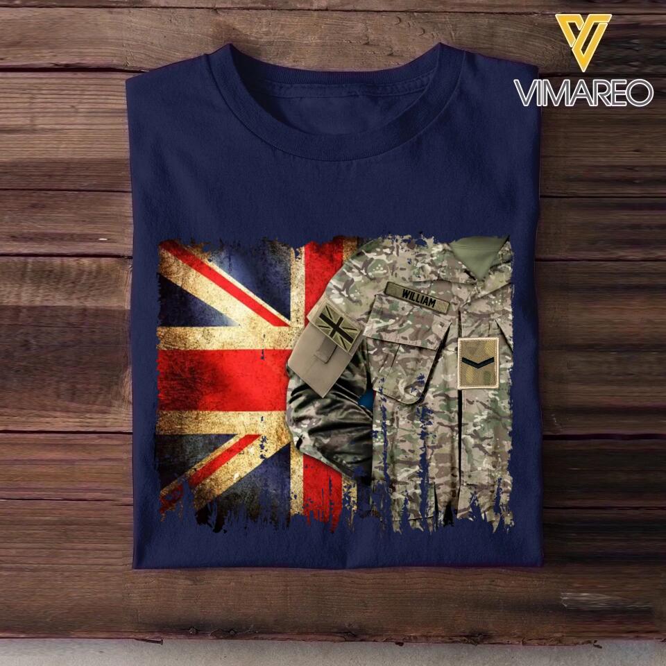 Personalized UK Solider/ Veteran Rank Uniform Flag Tshirt Printed 22NOV-HQ14