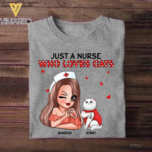 Personalized Just A Nurse Who Loves Cats Tshirt or Mug Printed QTDT1511