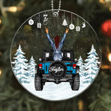 Personalized Jeep Girl Christmas Acrylic/Plastic Ornament Printed 22NOV-HQ15