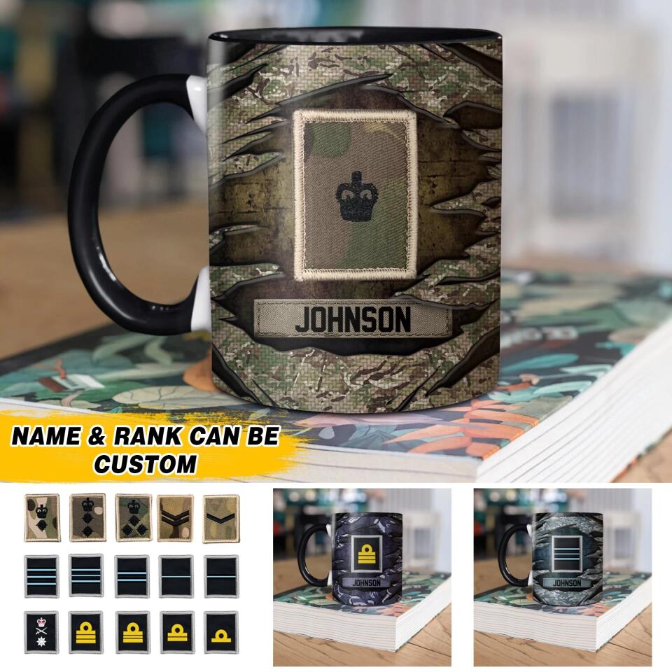 Personalized British Solider/ Veteran Rank Camo Ceramics Mug 22NOV-HQ16