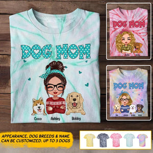 Personalized Dog Mom Printed Tie Dye Tshirts 22NOV-DT16