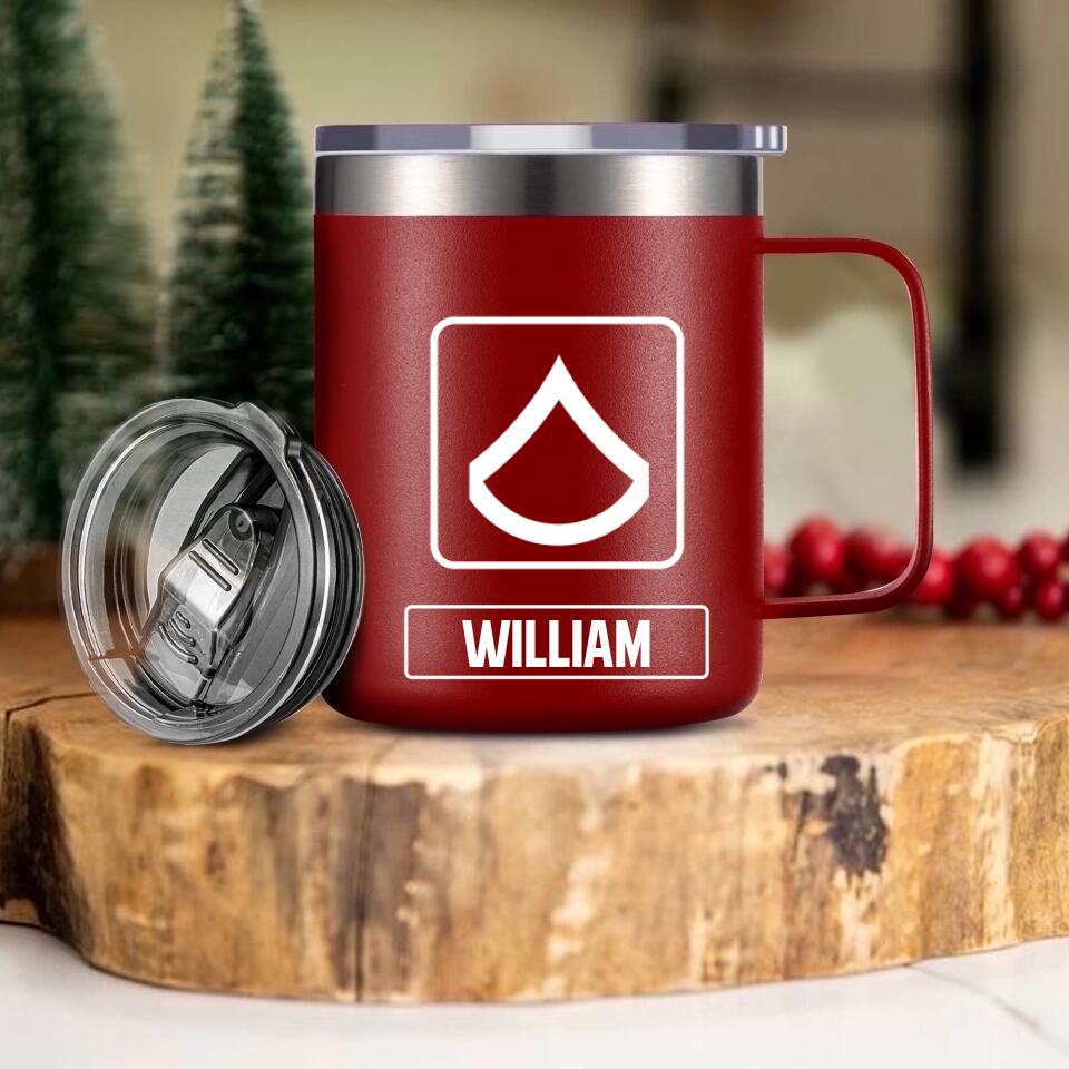 Personalized US Veteran/Soldier Rank Laser Handle Cup Printed 22NOV-HY17