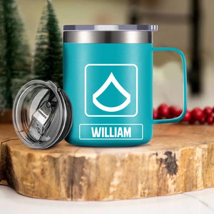 Personalized US Veteran/Soldier Rank Laser Handle Cup Printed 22NOV-HY17