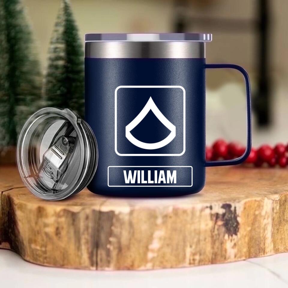 Personalized US Veteran/Soldier Rank Laser Handle Cup Printed 22NOV-HY17