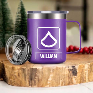 Personalized US Veteran/Soldier Rank Laser Handle Cup Printed 22NOV-HY17
