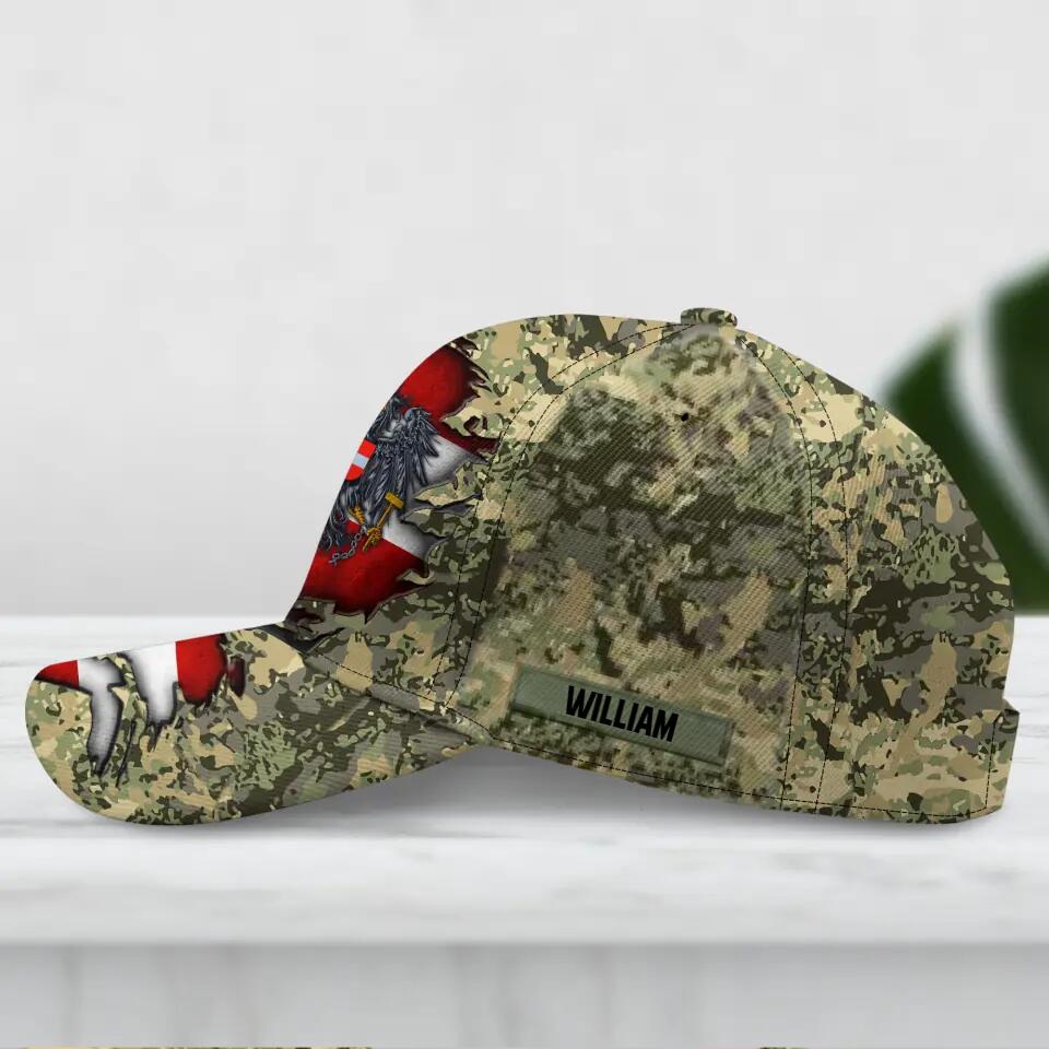 Personalized Austrian Veteran/ Solider Camo Flag Peaked Cap 3D Printed QTDT1711