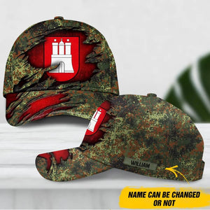 Personalized Hamburg Veteran/ Solider Camo Flag Peaked Cap 3D Printed QTDT1711
