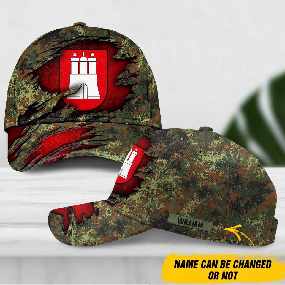 Personalized Hamburg Veteran/ Solider Camo Flag Peaked Cap 3D Printed QTDT1711