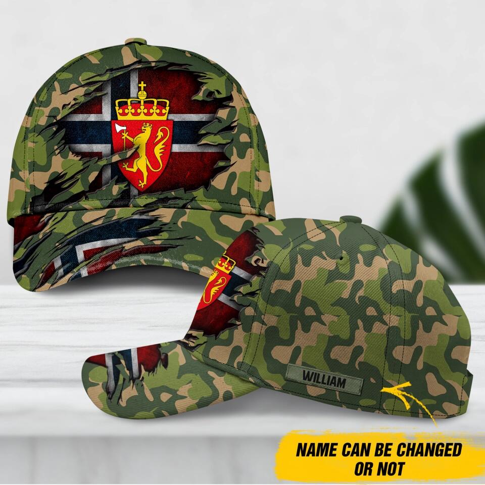 Personalized Norwegian Veteran/ Solider Camo Flag Peaked Cap 3D Printed QTDT1711