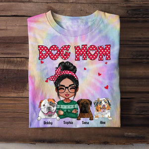 Personalized Dog Mom Printed Tie Dye Tshirts 22NOV-DT16