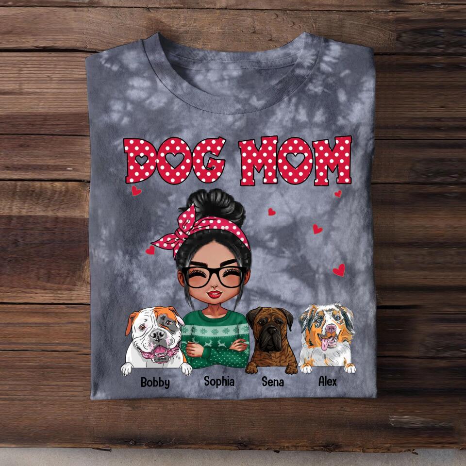 Personalized Dog Mom Printed Tie Dye Tshirts 22NOV-DT16