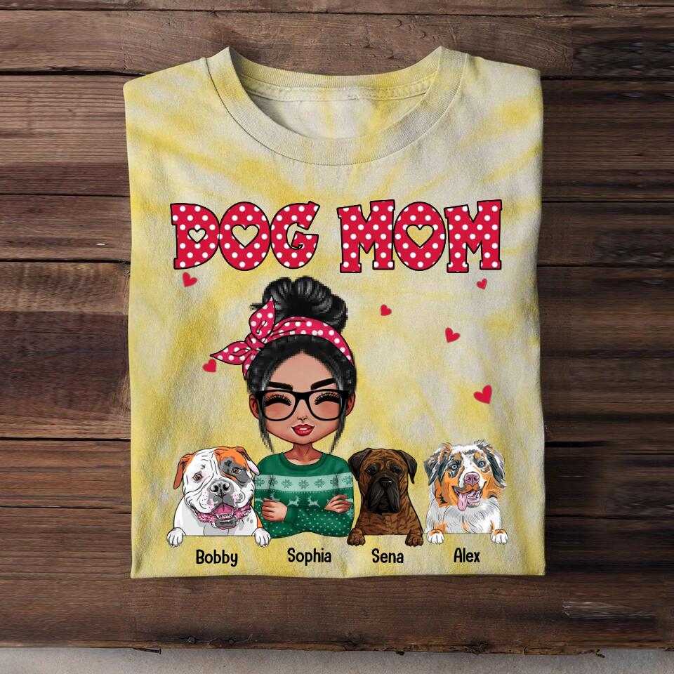 Personalized Dog Mom Printed Tie Dye Tshirts 22NOV-DT16