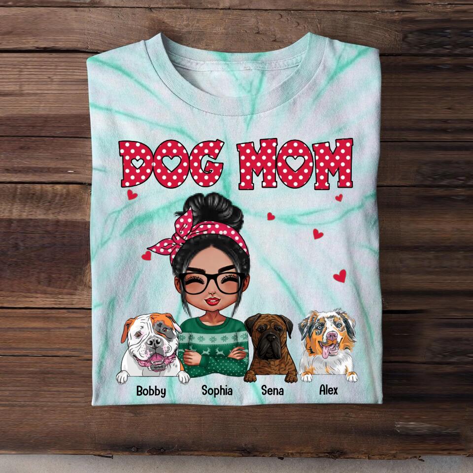 Personalized Dog Mom Printed Tie Dye Tshirts 22NOV-DT16