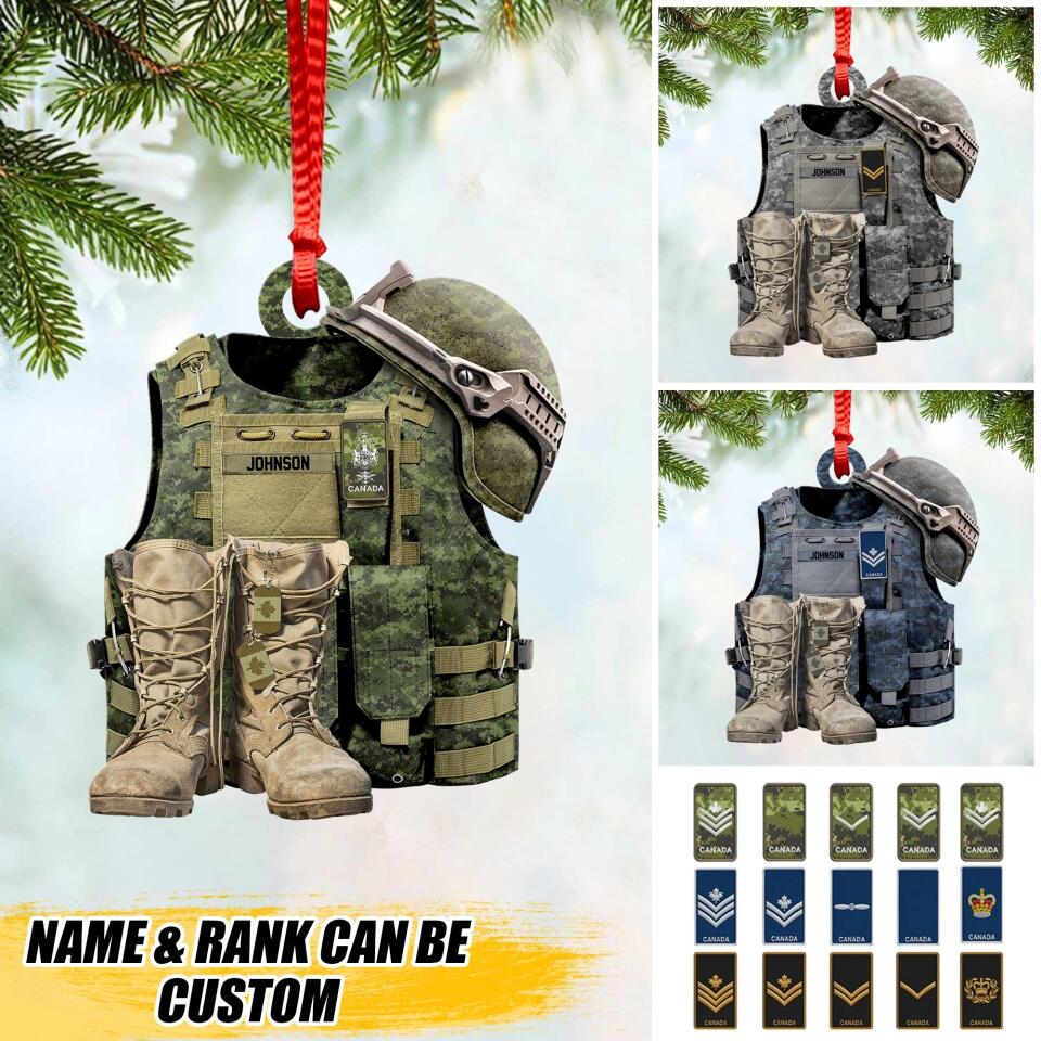 Personalized Canadian Veteran/ Solider Camo Rank Ornament Printed QTHQ1711