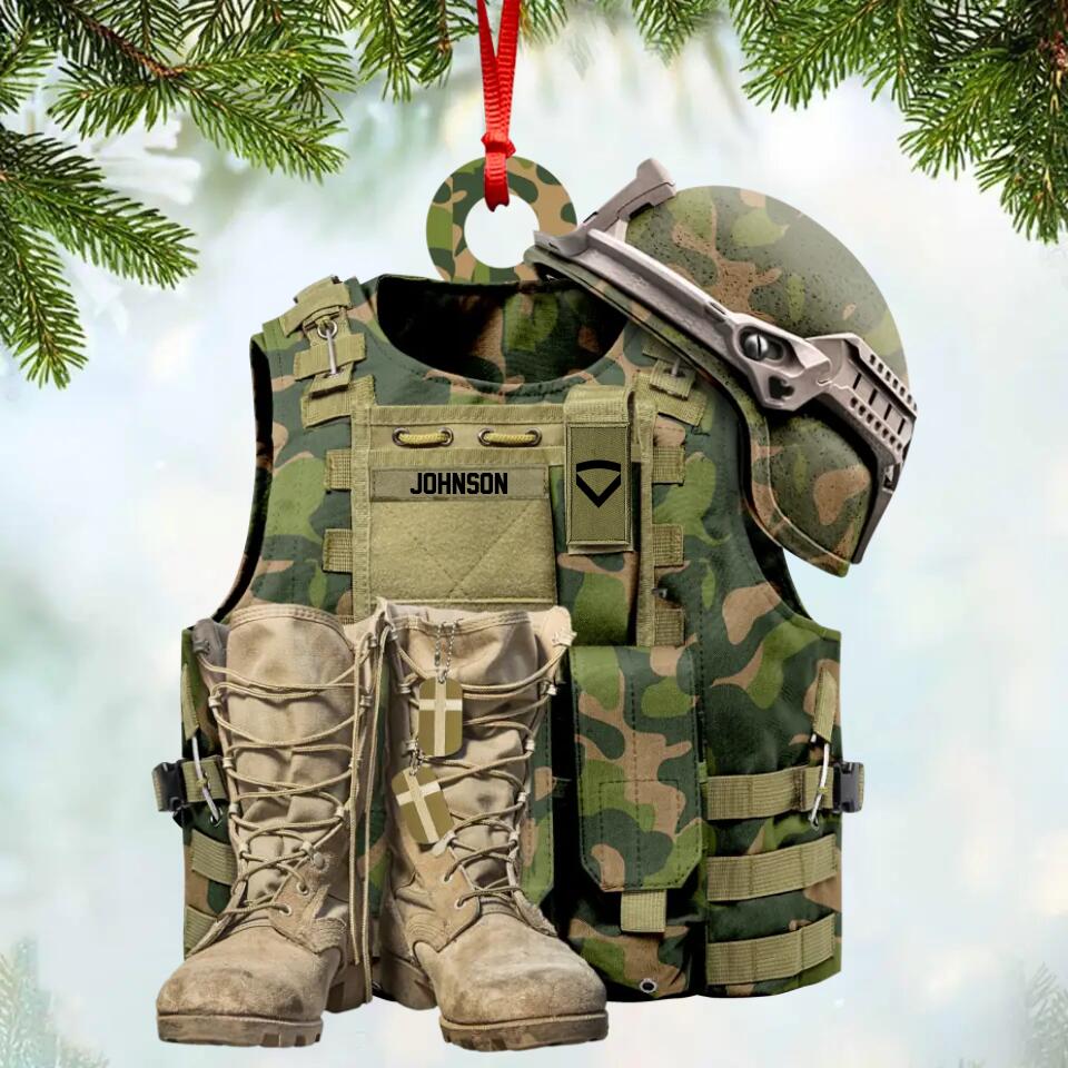 Personalized Norwegian Veteran/ Solider Camo Rank Ornament Printed QTHQ1711