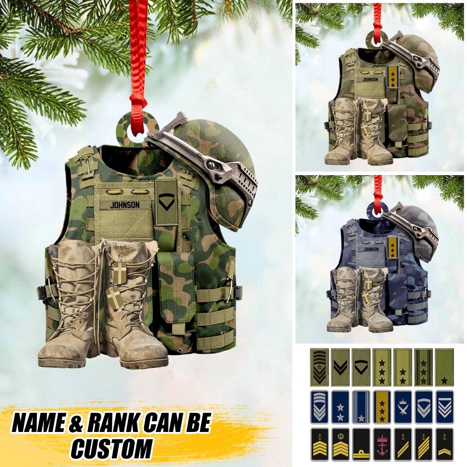 Personalized Norwegian Veteran/ Solider Camo Rank Ornament Printed QTHQ1711