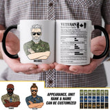 Personalized Canadian Veteran Nutrition Facts Printed Accent Mug 22NOV-DT17