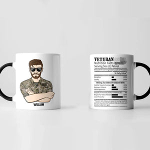 Personalized US Veteran Nutrition Facts Printed Accent Mug 22NOV-DT17