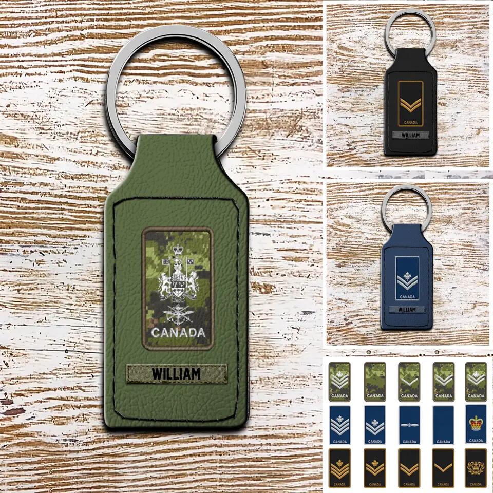 Personalized Canadian Veteran/ Solider Rank Leather Keychain Printed QTHQ1811