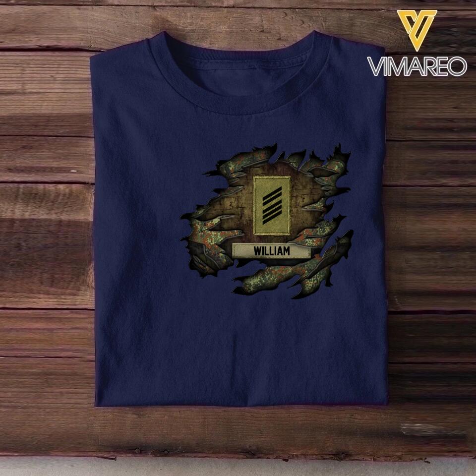 Personalized German Solider/ Veteran Rank Camo Tshirt Printed 22NOV-HQ18