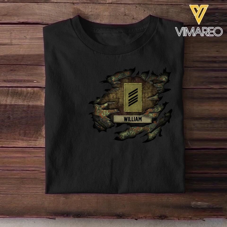 Personalized German Solider/ Veteran Rank Camo Tshirt Printed 22NOV-HQ18