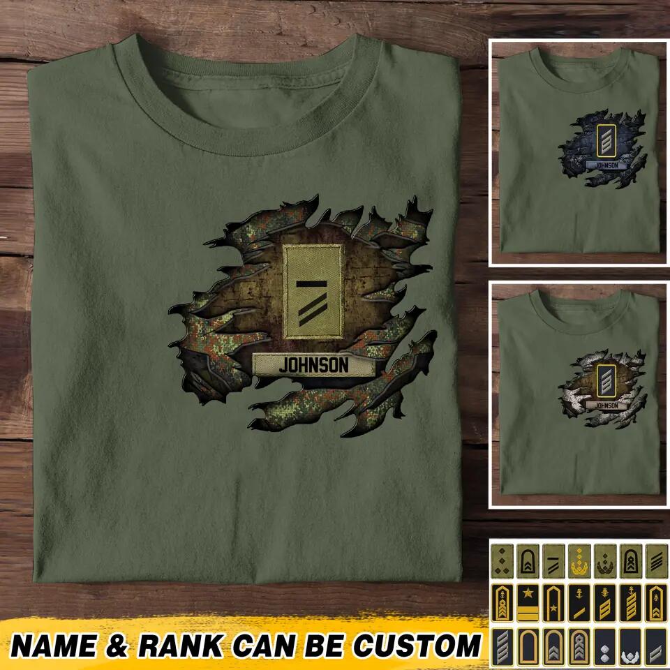 Personalized German Solider/ Veteran Rank Camo Tshirt Printed 22NOV-HQ18