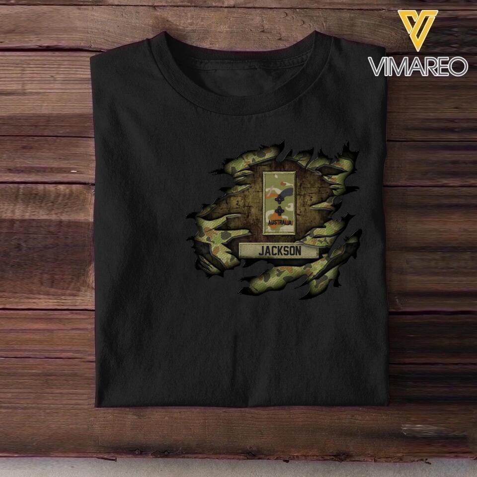 Personalized Australian Solider/ Veteran Rank Camo Tshirt Printed 22NOV-HQ18