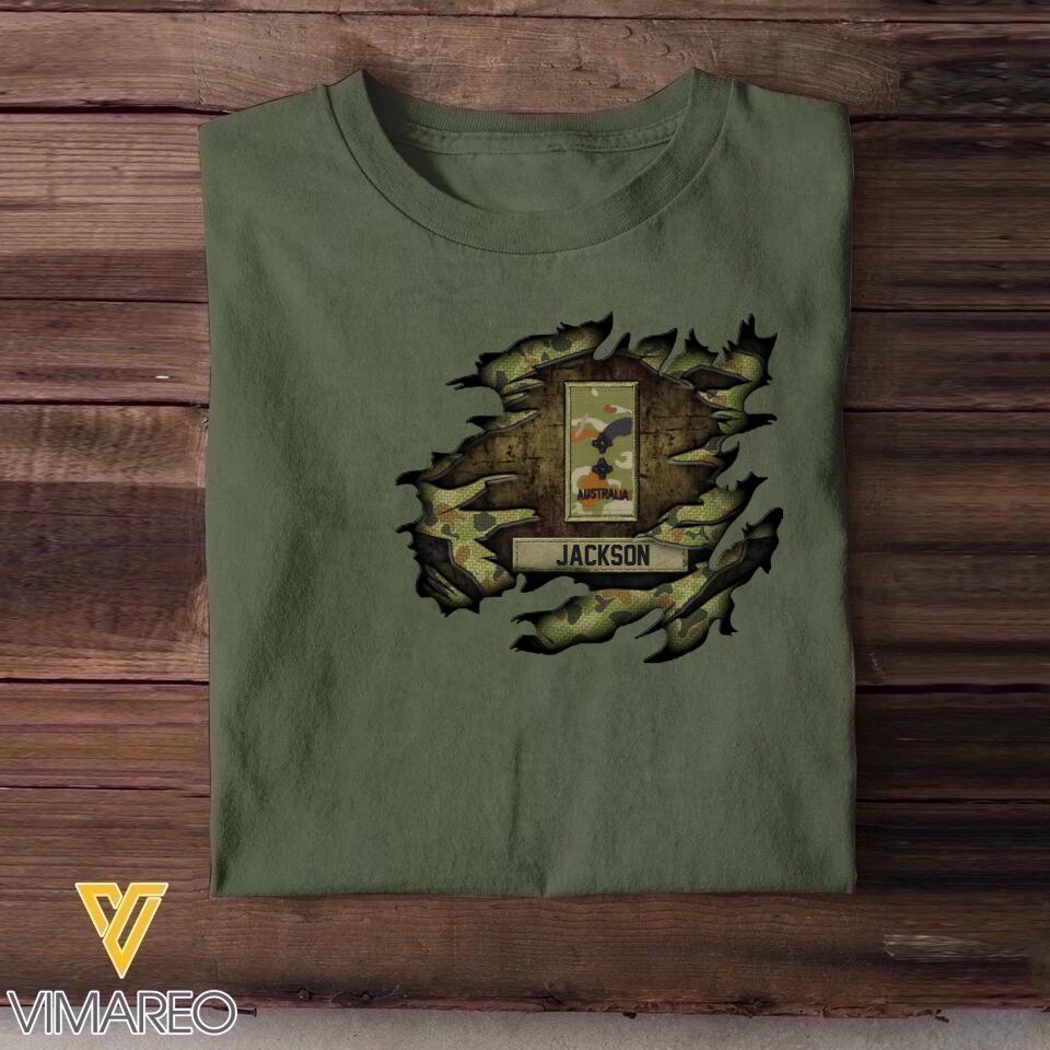 Personalized Australian Solider/ Veteran Rank Camo Tshirt Printed 22NOV-HQ18