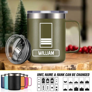 Personalized Danish Veteran/Soldier Rank Laser Handle Cup Printed 22NOV-HY18