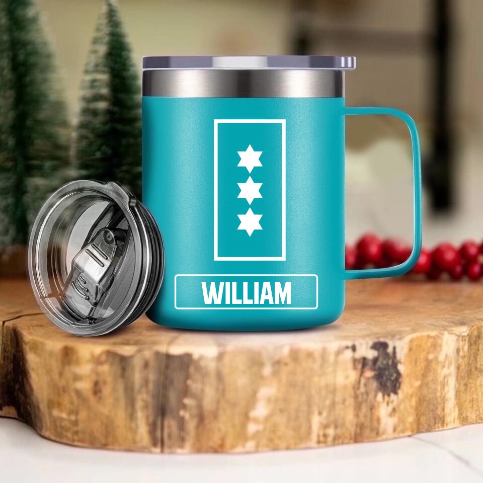 Personalized Danish Veteran/Soldier Rank Laser Handle Cup Printed 22NOV-HY18