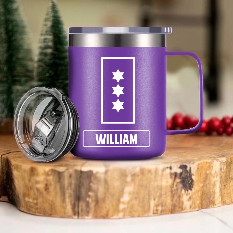Personalized Danish Veteran/Soldier Rank Laser Handle Cup Printed 22NOV-HY18