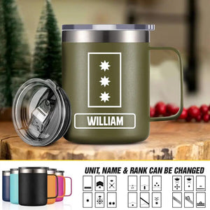 Personalized Spanish Veteran/Soldier Rank Laser Handle Cup Printed 22NOV-HY18