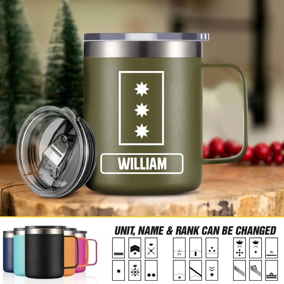 Personalized Spanish Veteran/Soldier Rank Laser Handle Cup Printed 22NOV-HY18